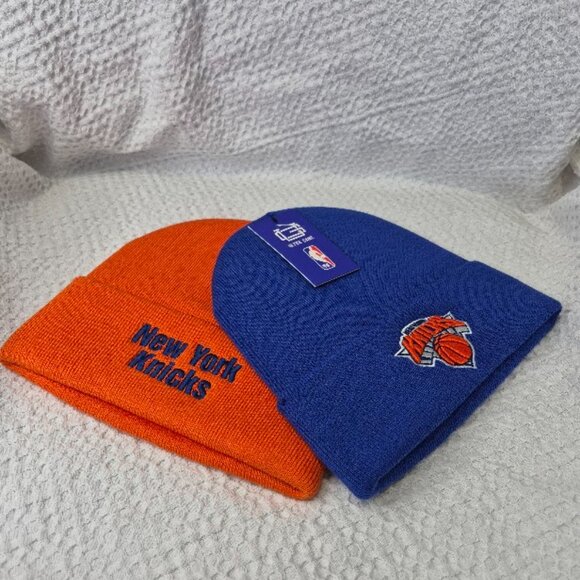 NBA New New York Knicks Knit Beanie Hats 2 Pcs Set Embroided Logo One Size New - Picture 3 of 9